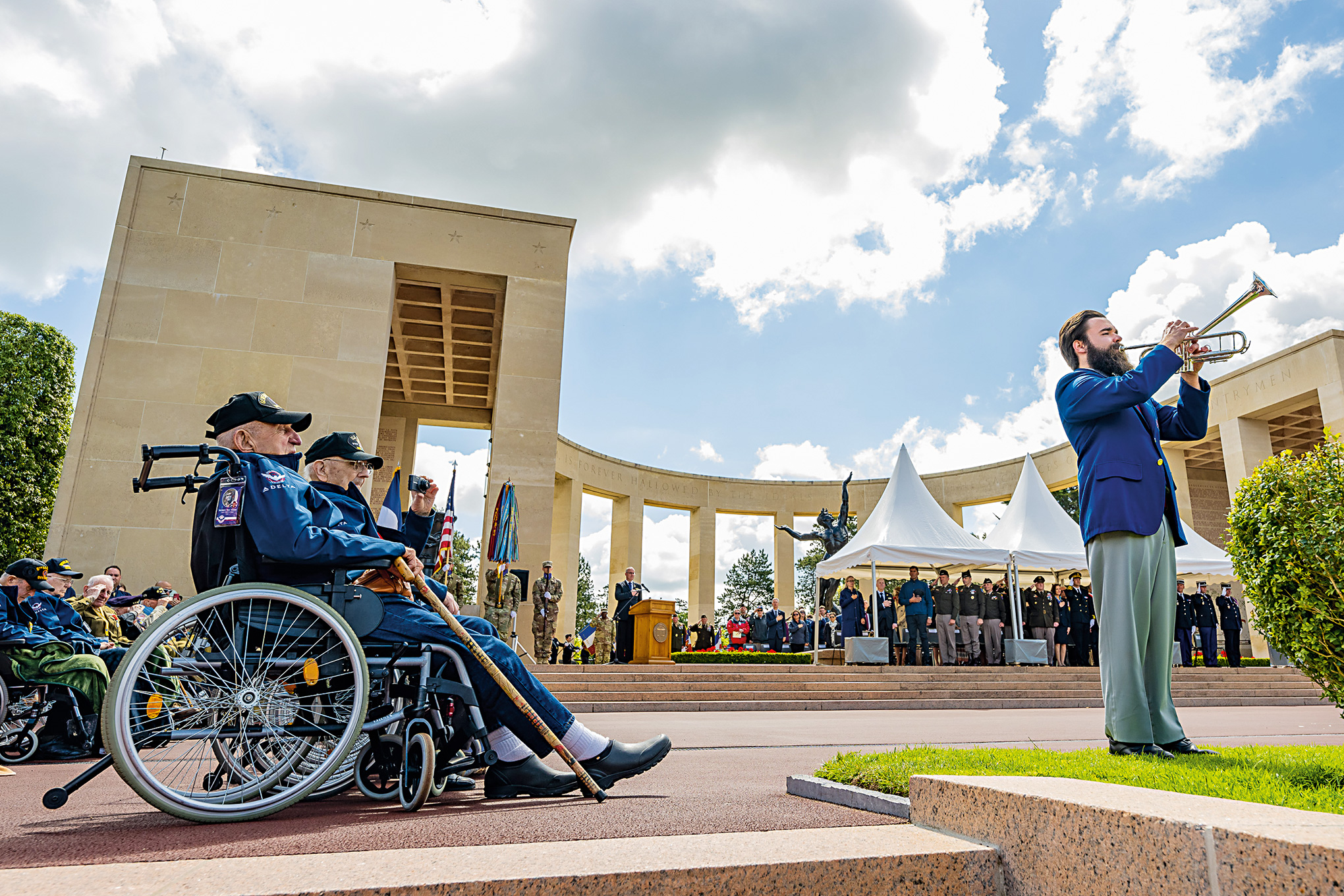 Mustang Band playing at D-Day