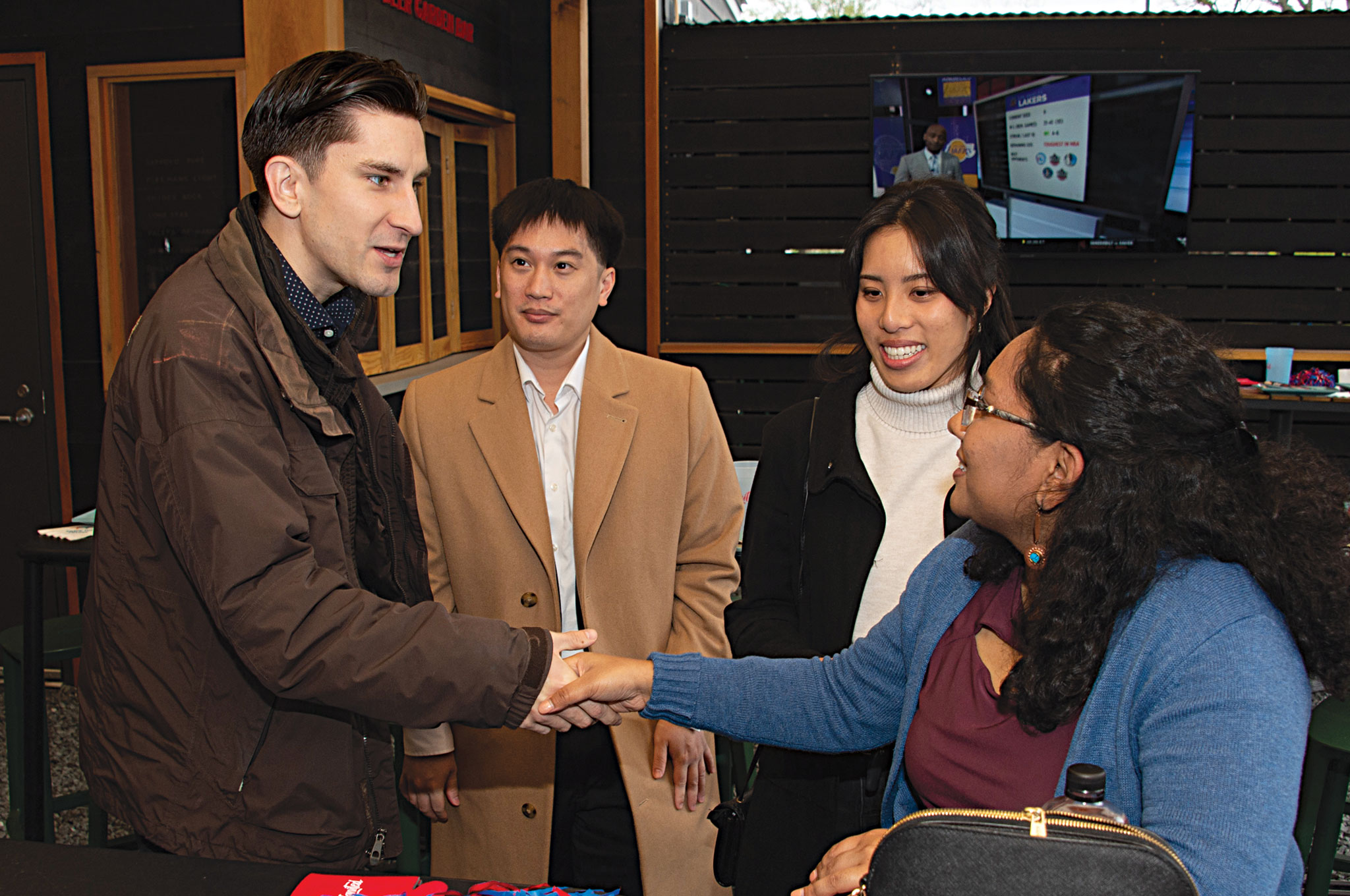 People greeting each other