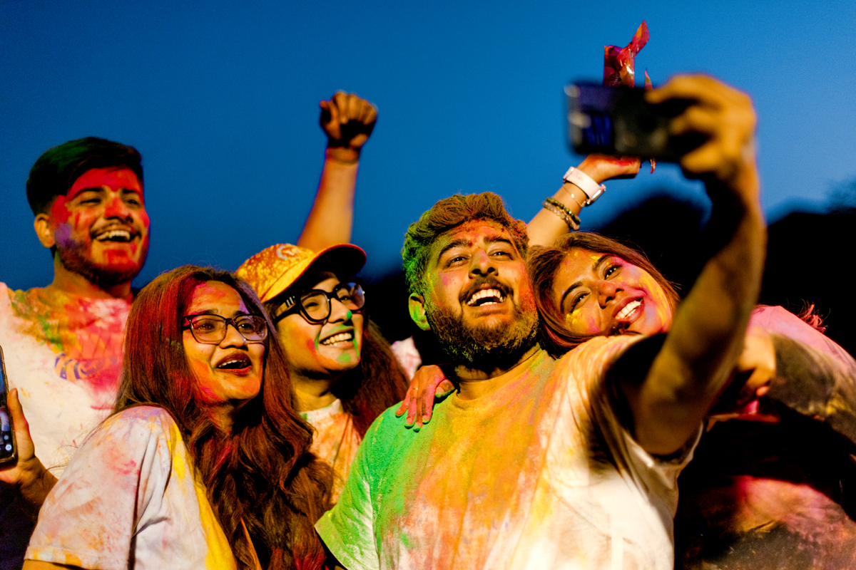 Colorful student selfie