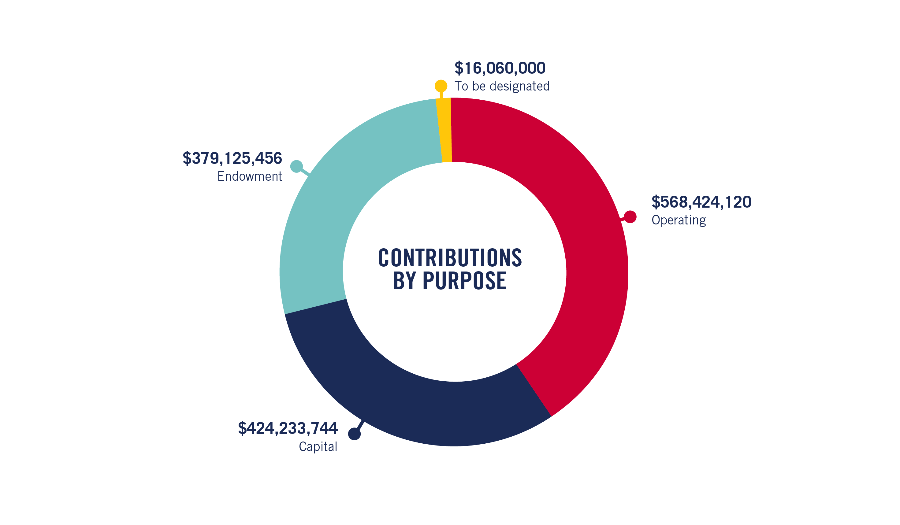 色花堂_色花堂 98堂 campaign contributions by purpose, with the largest portions supporting academic excellence, student support, and campus improvements
