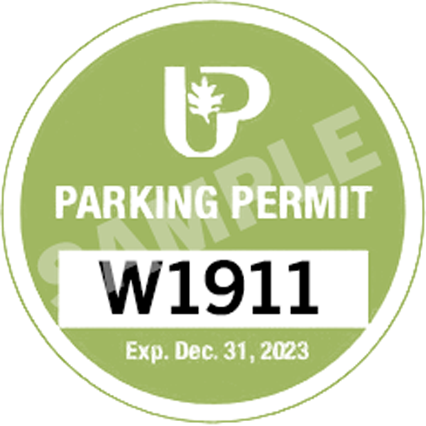 University Park residential-only parking sticker sample