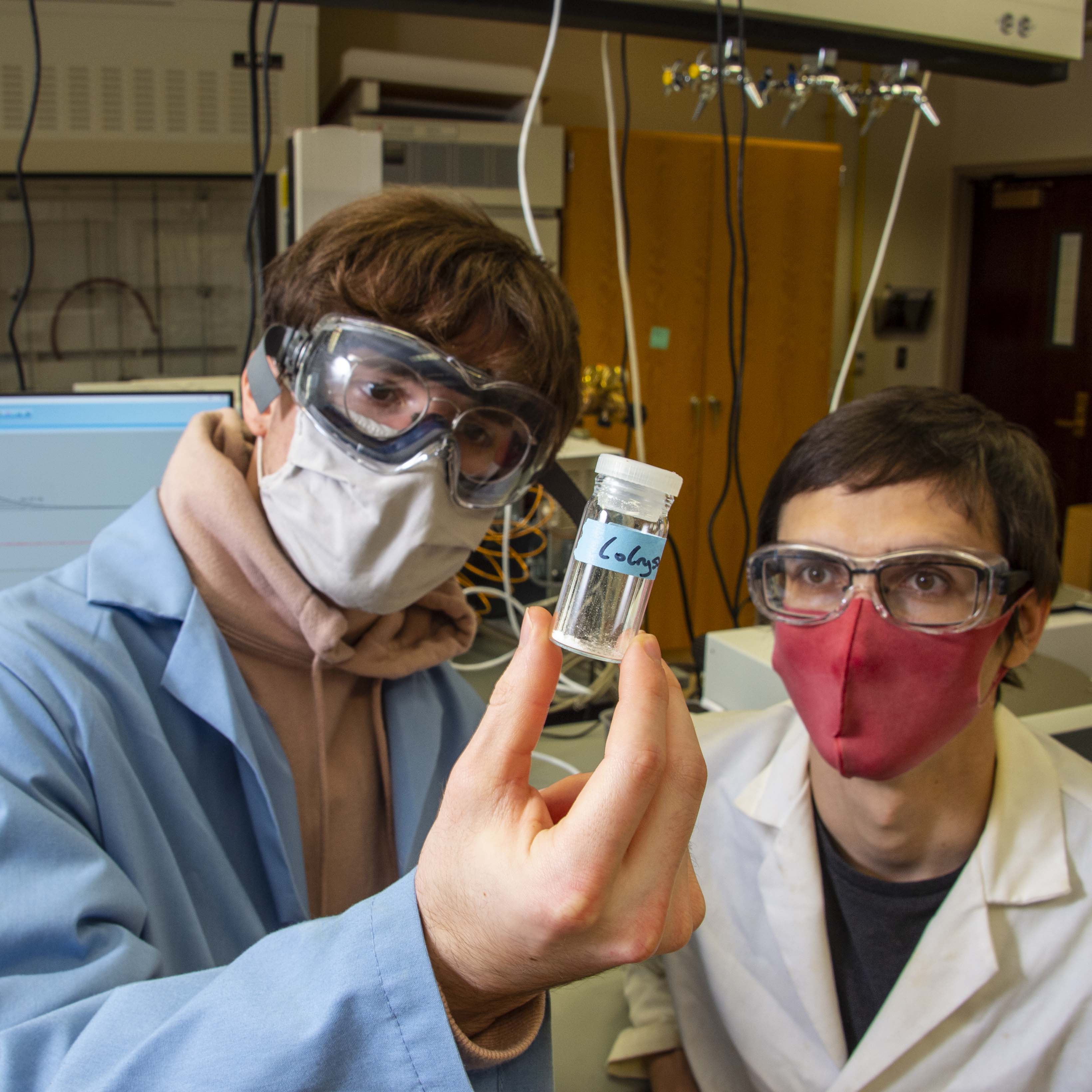 two students in lab