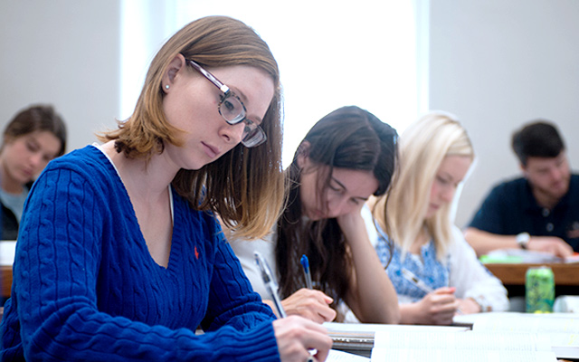 Students studying in the library
