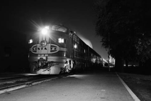 railroad at night
