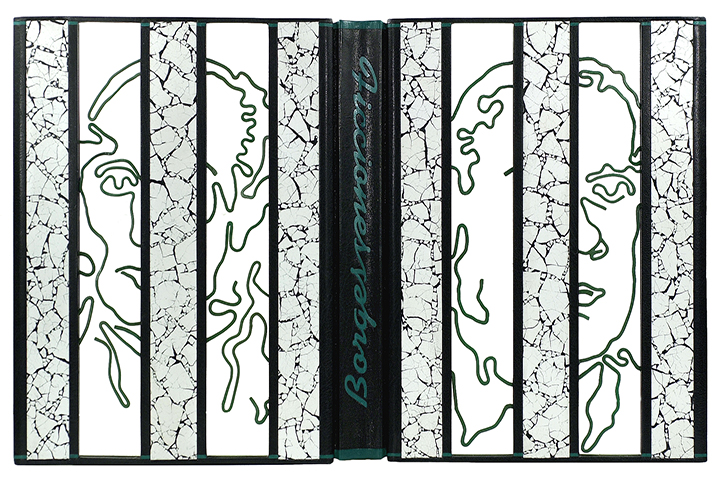 decorative binding in green and blue