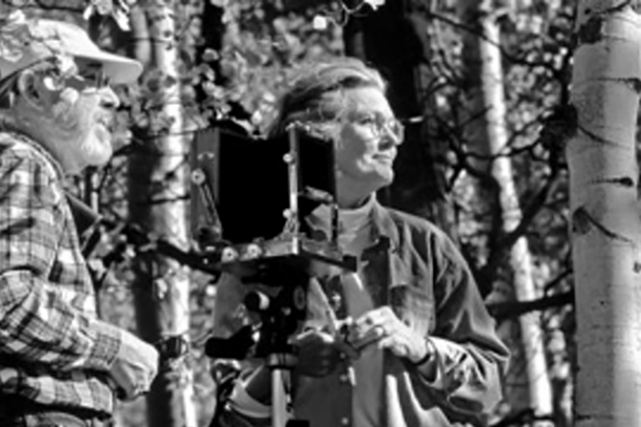 black and white photograph of two people