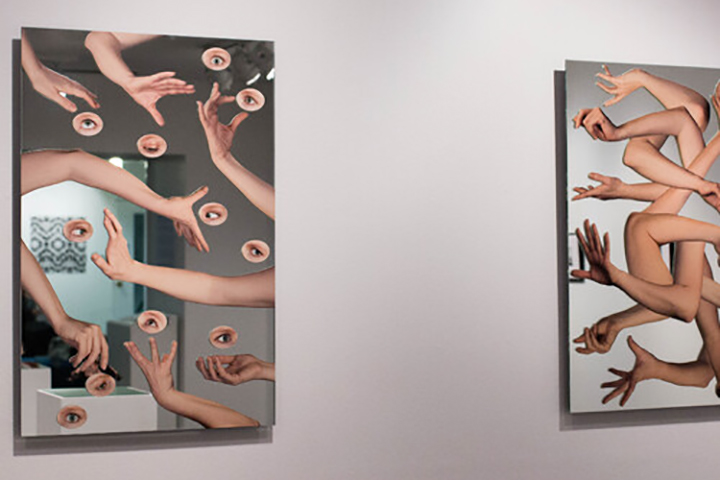 arms and eyes reflecting in a mirror