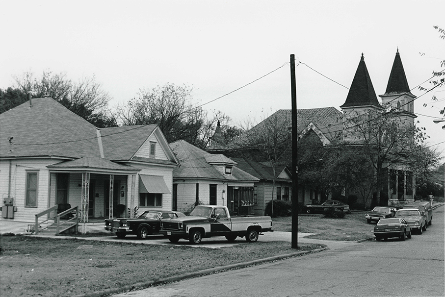 Elizabeth Chapel CME Church, originally built in 1889 at 1026 E 10th Street, was rebuilt in 1910 using timber from the original structure. This Gothic Revival church served a vibrant African-American community in the Tenth Street Historic District.