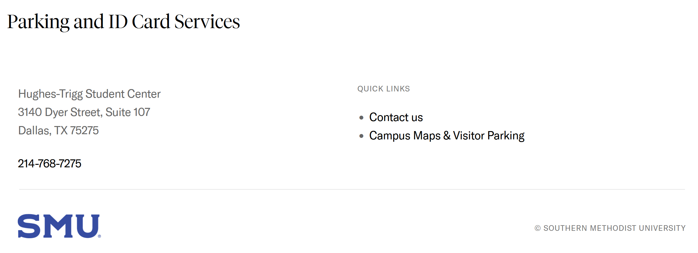 Sample footer for parking site