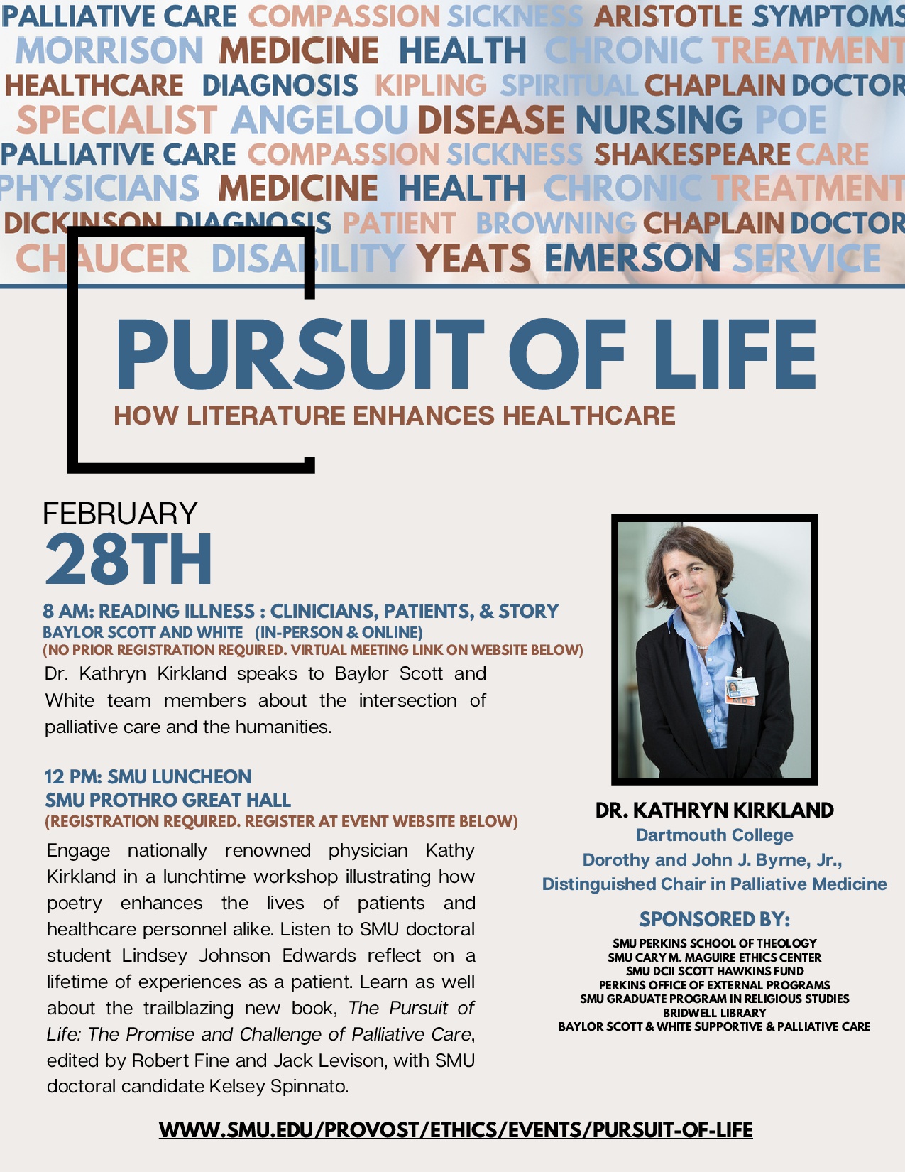 Flyer advertising the Pursuit of Life Symposium