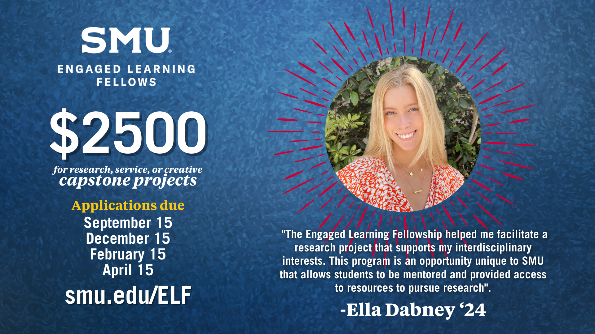 ELF information slide with Ella Dabney, class of 2024