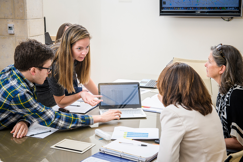students around a table